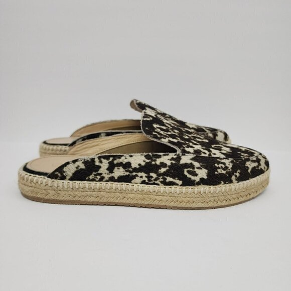 Kaanas Brown Cow Print espadrilles Slip-On Mules 38.5 Hair - Picture 2 of 7
